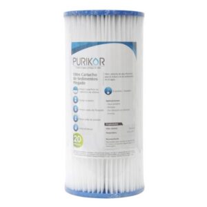 FILTRO CARTUCHO PLEGABLE DE POLIPROPILENO MARCA PURIKOR CON DIMENSIONES DE 4.5" X 20" PARA FILTRADO DE 50 MICRAS