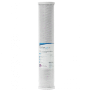 FILTRO CARTUCHO DE CARBÓN ACTIVADO BLOCK (CTO) MARCA PURIKOR CON DIMENSIONES DE 2.5" X 20" PARA FILTRADO DE 5 MICRAS