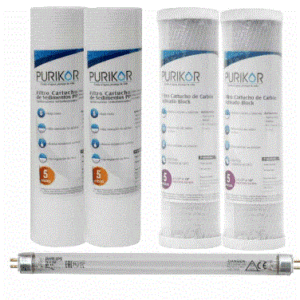 KIT DE MANTENIMIENTO DE 12 MESES PURIKOR PARA FILTRACIÓN BÁSICA CON UV (PKUF-3UV)
