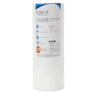 FILTRO CARTUCHO DE POLIPROPILENO TERMOFUSIONADO MARCA PURIKOR CON DIMENSIONES DE 4.5" X 20" PARA FILTRADO DE 20 MICRAS